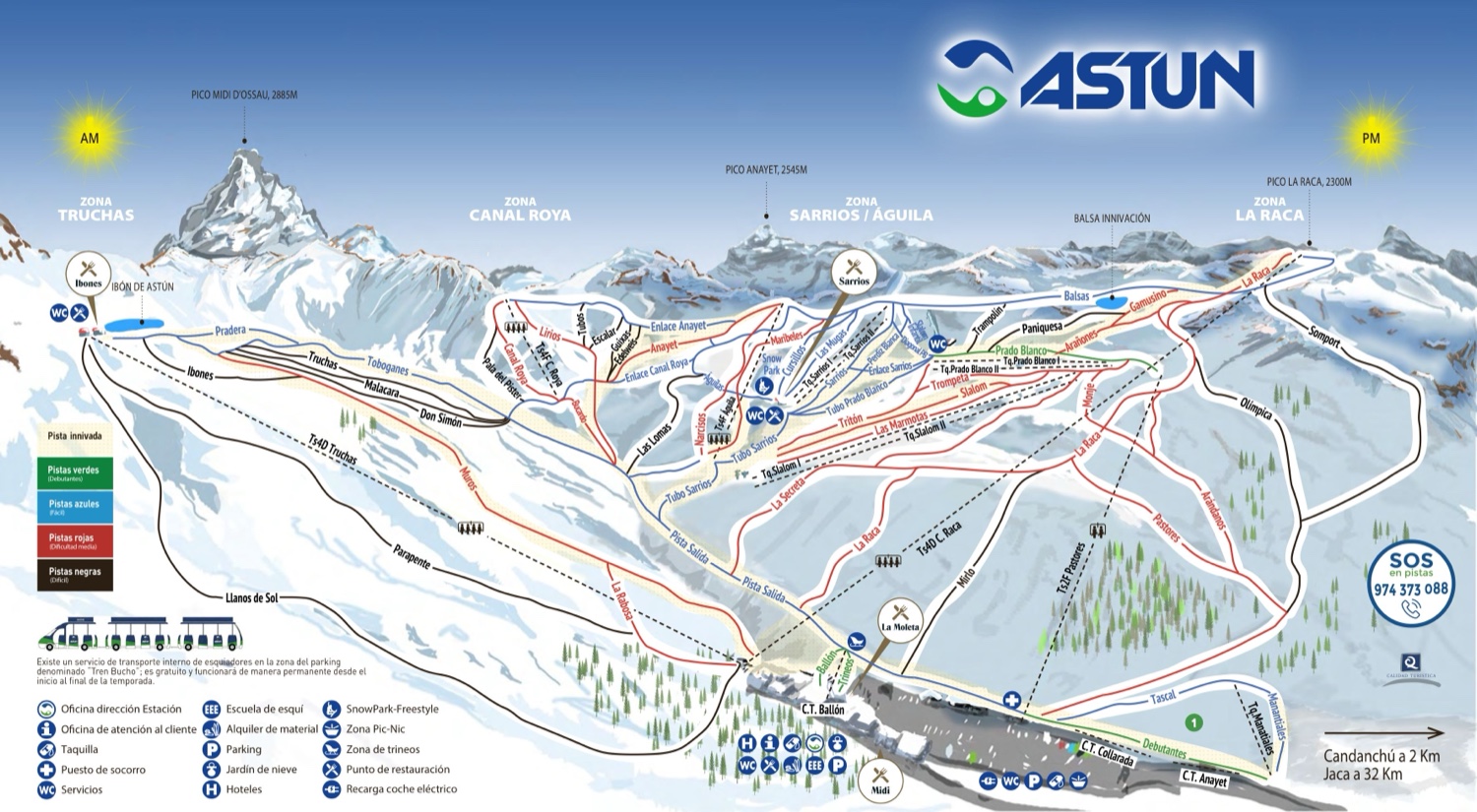 Plano de pistas de Astún