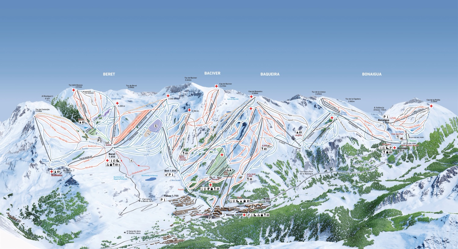 Plano de pistas de Baqueira Beret