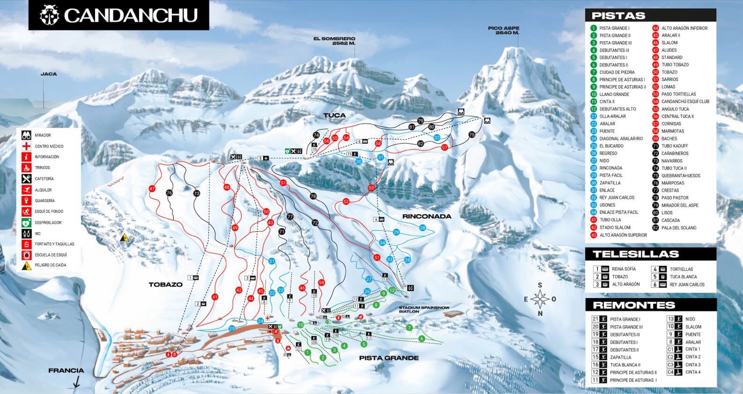 Plano de pistas de Candanchú