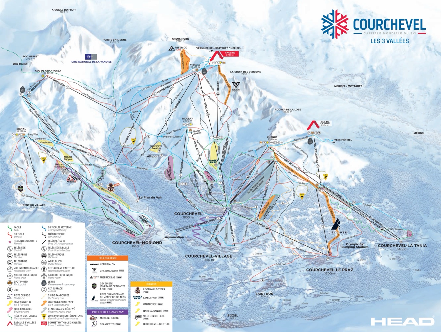 Plano de pistas de Courchevel