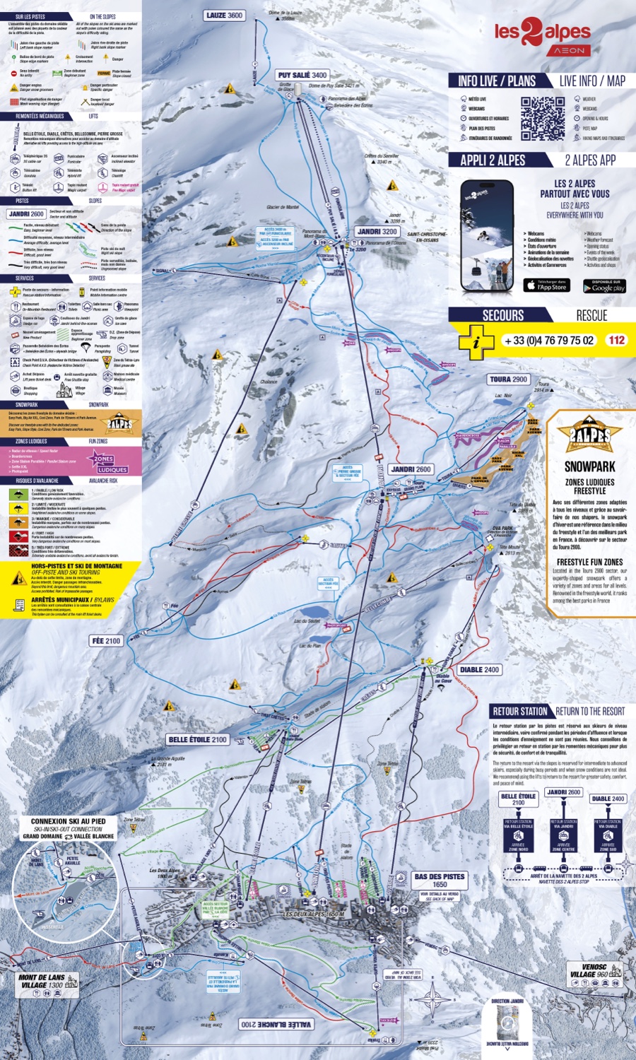 Plano de pistas de Les 2 Alpes