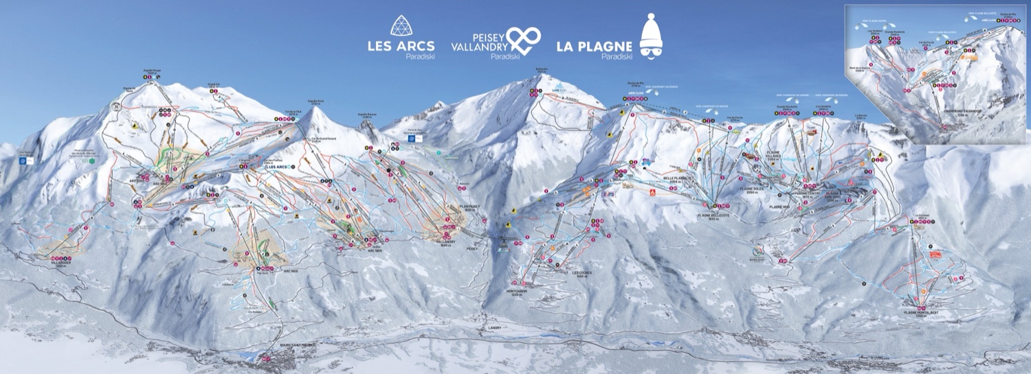 Plano de pistas de Les Arcs