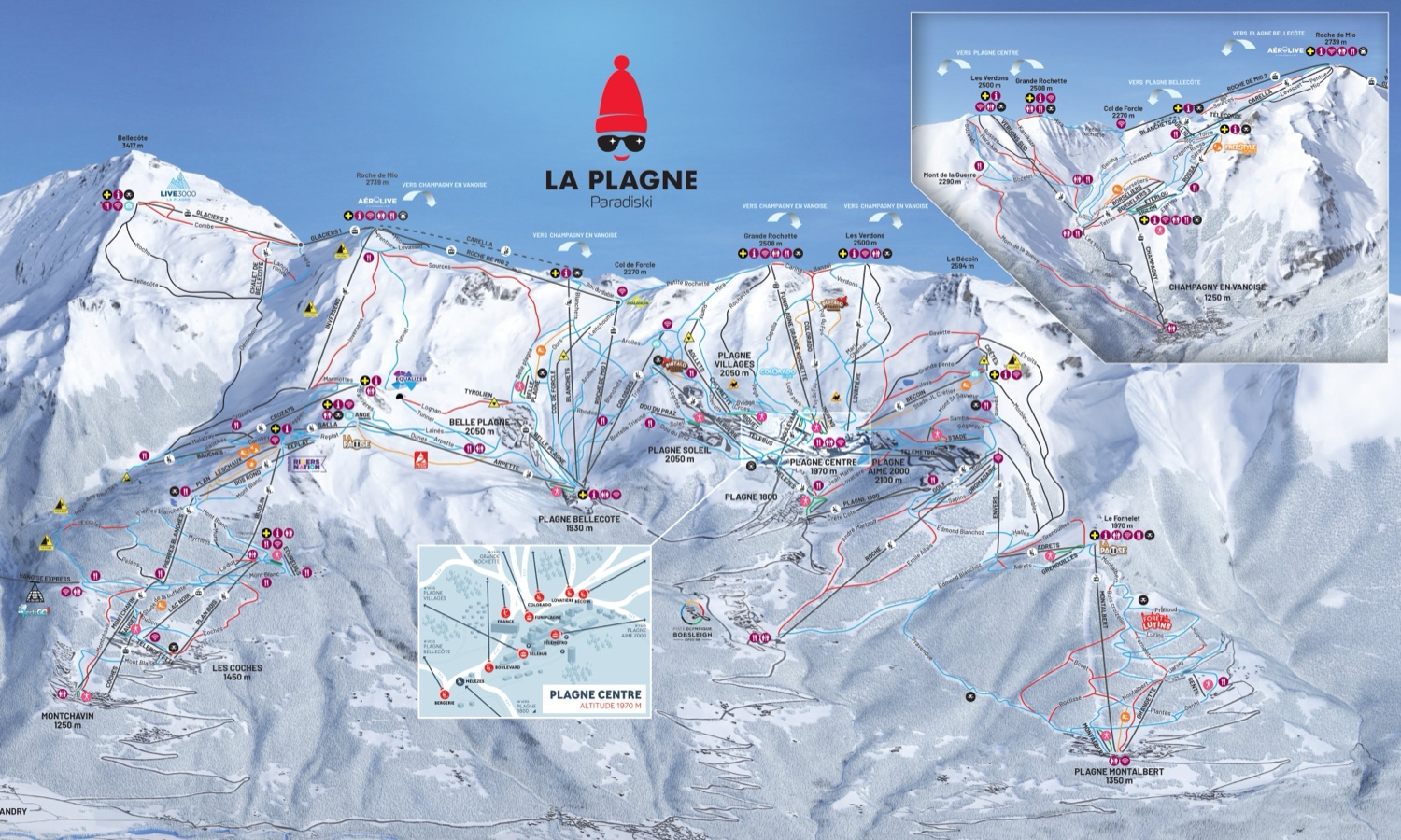 Plano de pistas de La Plagne