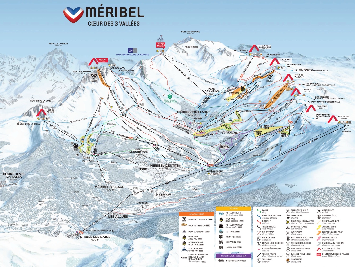 Plano de pistas de Méribel